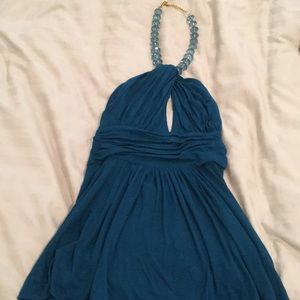 Sky keyhole top with jeweled halter